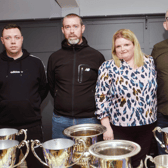 From left to right: George Goodman, Alan Hogan (national foursomes title winners), Gráinne Shelly and Derek Shelley (national mixed foursomes title winners).