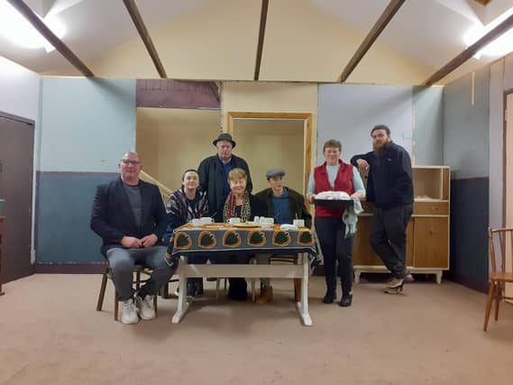 Cast from left to right Winne Carroll, Olivia Dunne,Willie Kearney Marie Kelly, Muiris Wallace, Biddy Hawe and Bobby Murray