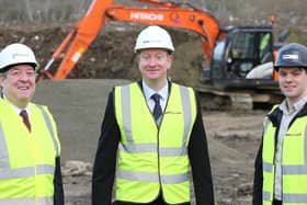 Pictured at the site of Arbour Housing’s new affordable housing development at Buncrana Road in Derry are Danske Bank’s Paul Herbison, Arbour Housing CEO Kieran Matthews, and Jordan Allingham from EHA