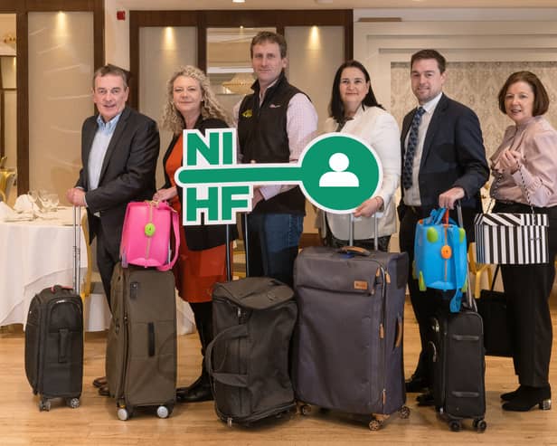 L-R David Anderson (Insight6), Carolyn Boyd (Tourism NI), John Keating (Life Adventure Company), Sharon Power-Cowley (Net Affinity), Eddie McKeever (NIHF President) and Clio O’Gara (Guestline).