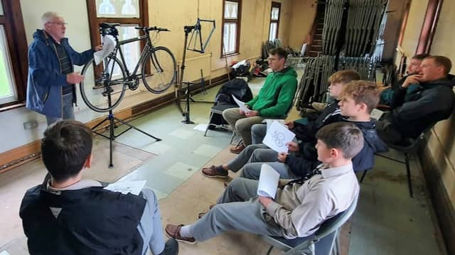 Paul Murphy from The Bicycle Engineering Academy with the students from St. Kieran’s College