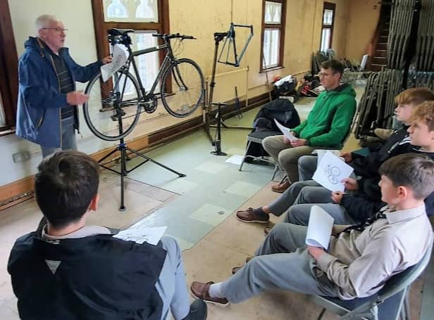 Paul Murphy from The Bicycle Engineering Academy with the students from St. Kieran’s College