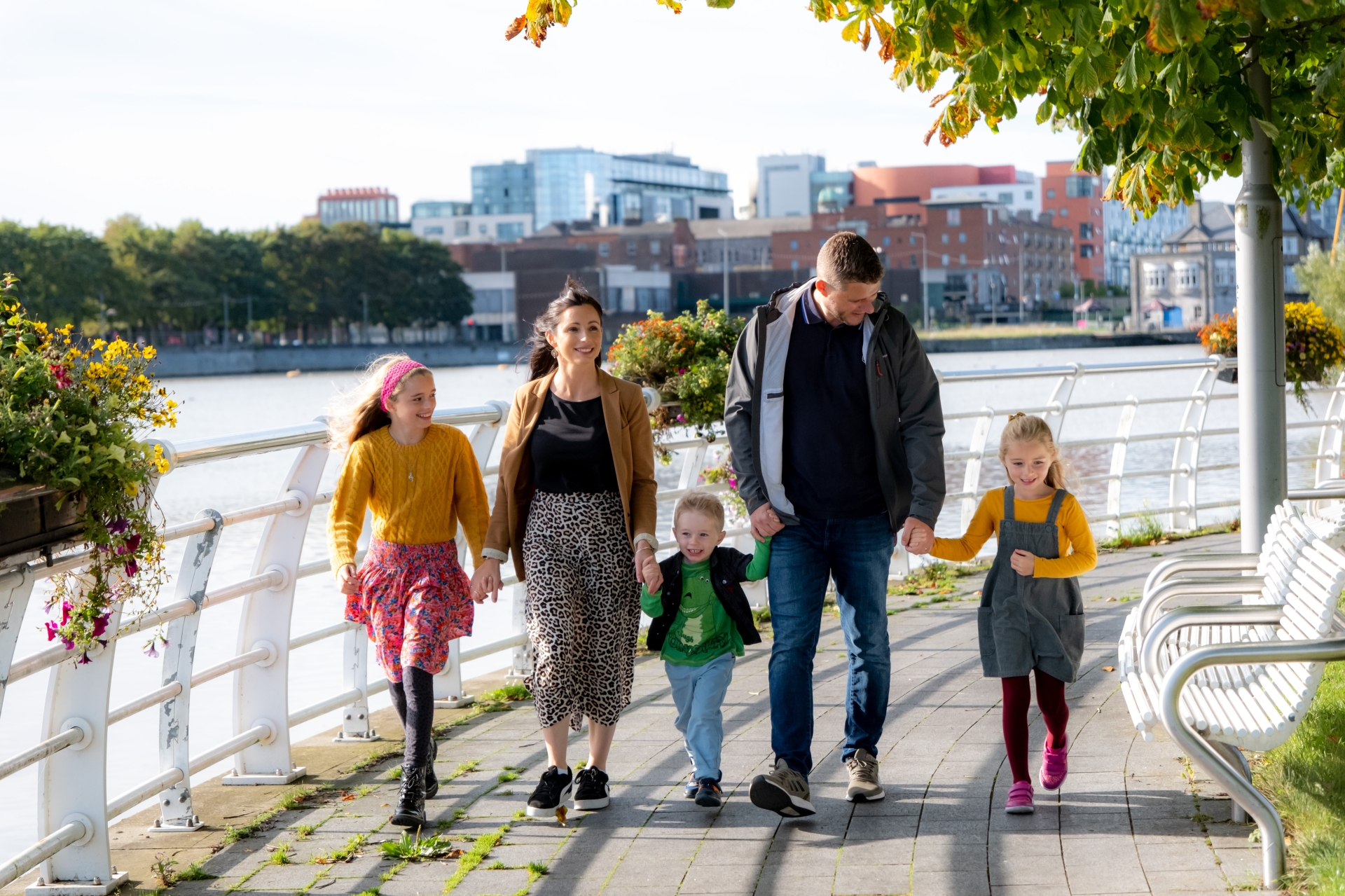 The Ruttle family exploring the sights and sounds of Limerick’s Three Bridges walk, along the city's iconic riverside loop - Picture: Paul Corey
