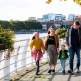 The Ruttle family exploring the sights and sounds of Limerick’s Three Bridges walk, along the city's iconic riverside loop - Picture: Paul Corey