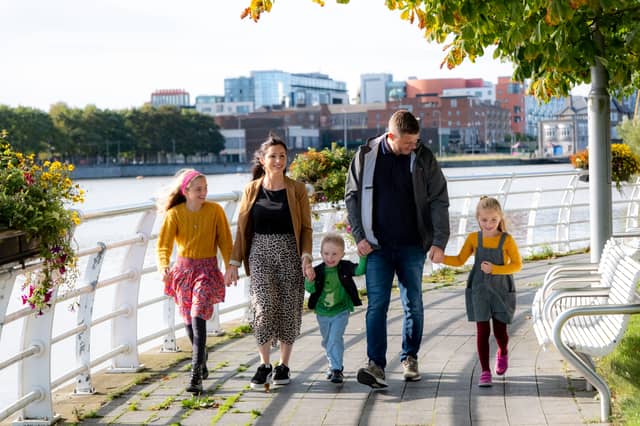 The Ruttle family exploring the sights and sounds of Limerick’s Three Bridges walk, along the city's iconic riverside loop - Picture: Paul Corey