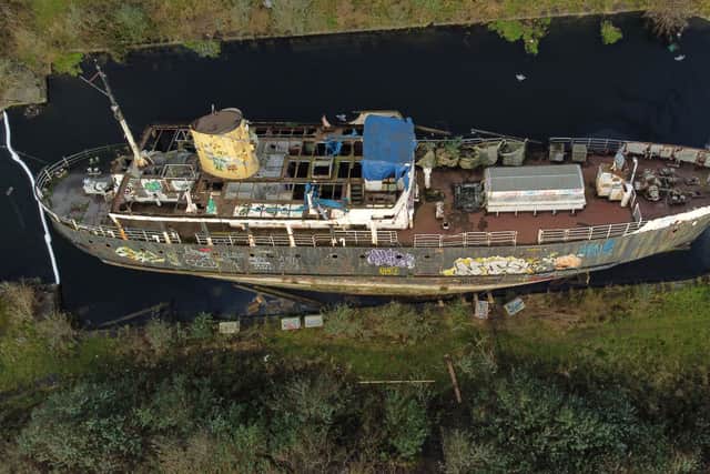Despite plans to salvage the ship being mooted over the years, including making it part of a Maritime Quarter in Dublin, it has been left to languish in Dublin’s Grand Canal Dock.
