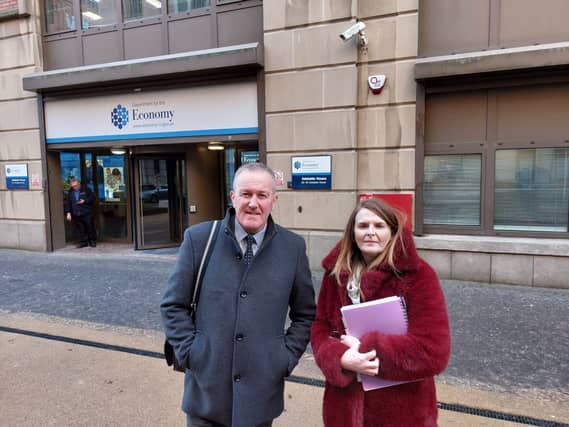 Conor Murphy MLA pictured with East Derry MLA Caoimhe Archibald.