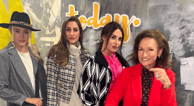 Seasonal fits - Celia pictured with Holman Lee Agency models behind the scenes of the RTÉ Today Show