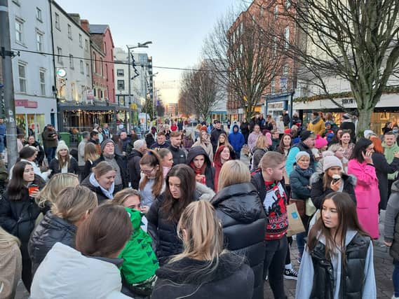 Some of the crowds who have gathered at Thomas Street | PICTURE: Jasmin Griffin