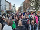Some of the crowds who have gathered at Thomas Street | PICTURE: Jasmin Griffin