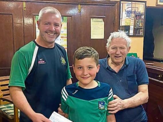 Noel Corbett, Knockainey AFC, Jack Lynch (Jack’s grandson) with Jack Lynch