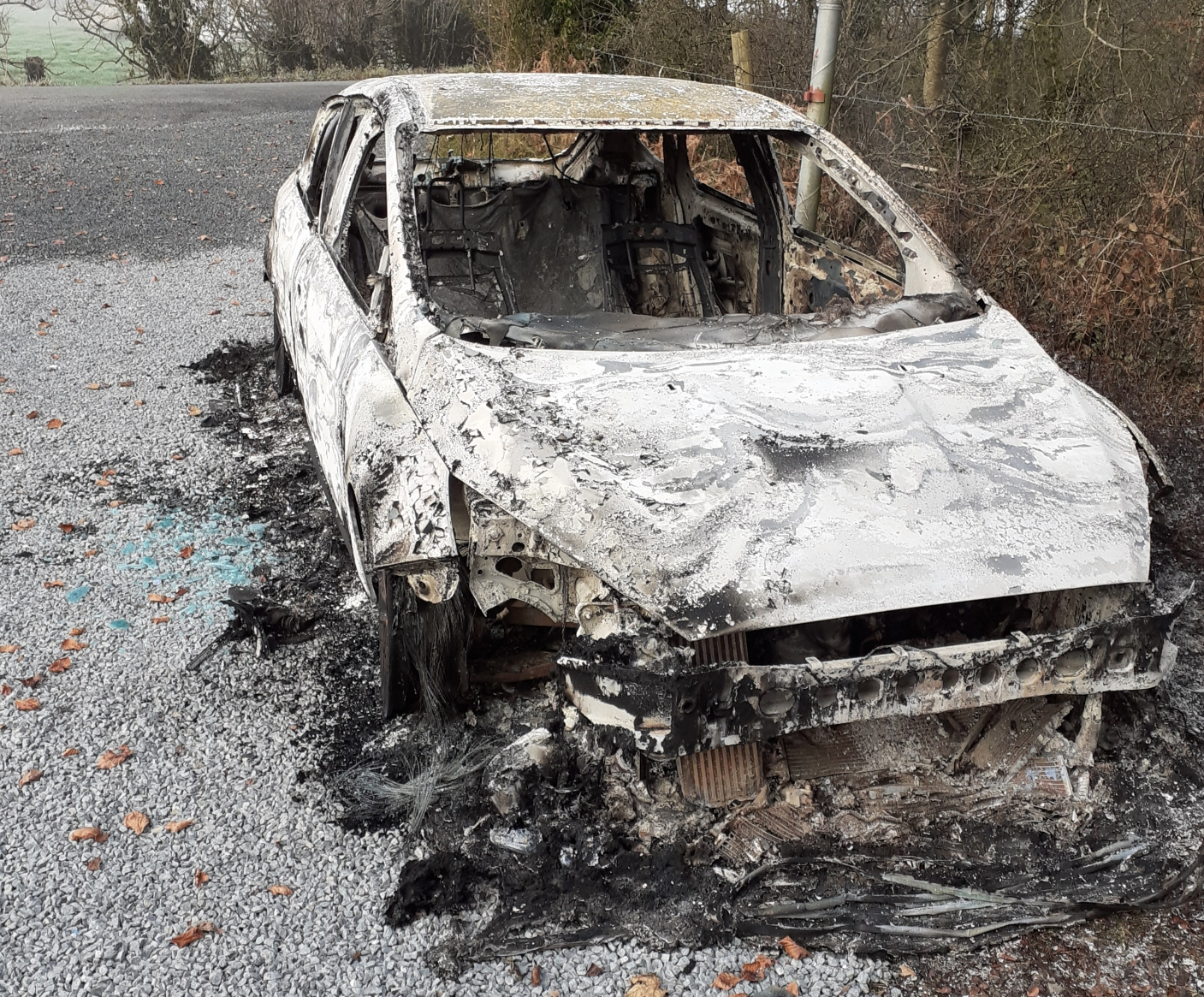 SHOCKING: Burnt-out car left at the entrance to popular Tipperary walkway