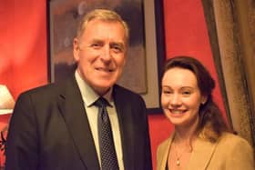 Soccer legend Packie Bonner with Bridgeen McLoone, Harcourt's financial controller for its Donegal properties PHOTOS: Siobhán McGowan