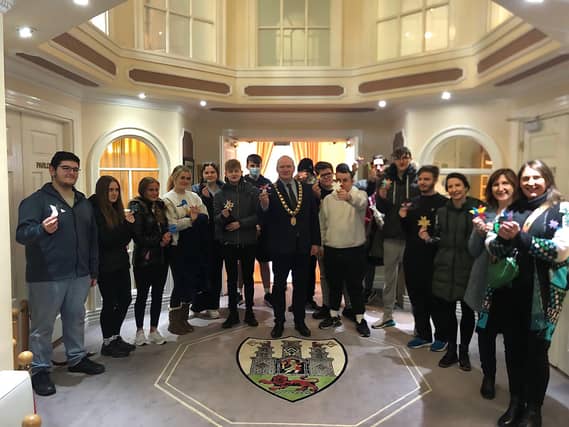 Members of Kilkenny's Youthreach with Mayor David Fitzgerald