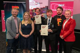 Connor McDonagh and Caolan Kivelehan were presented certificates from David McConnell, NI Screen, Amanda Swann, CCEA, Christopher Morrison, Foyle Film Festival and Orla Gallagher St Columb’s College.