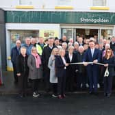 Members of the Shanagolden community with Minister Patrick O'Donovan TD at the  re-opening of Shanagolden Post Office