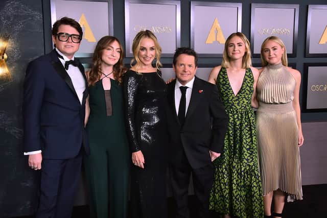 Hollywood star Woody Harrelson presented Fox with the award on stage and his wife and actress Tracy Pollan and their four children supported him at the ceremony.