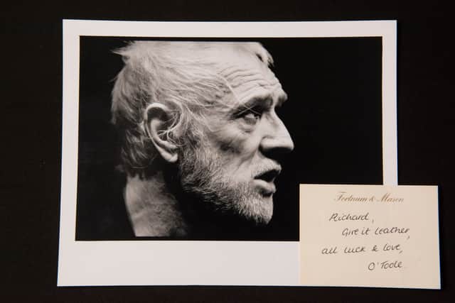 Below, Harris in Pirandello's Henry IV with a note from Peter O' Toole