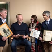 Jared Harris with representatives of University College Cork announcing the donation of the Richard Harris Archive