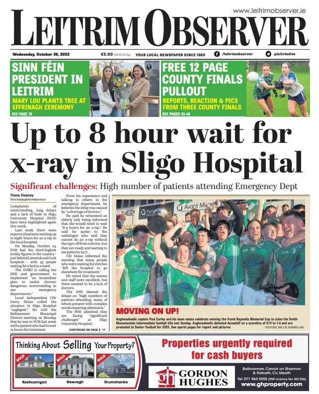 Up to 8 hour wait for x-ray in Sligo Hospital
