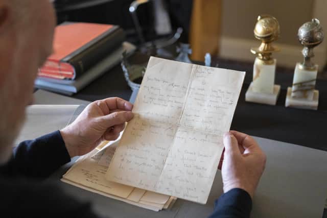 Another was written to his parents when he was in a production of Arthur Miller’s A View From The Bridge where he reveals the playwright came to visit them every day and that Marilyn Monroe came to rehearsals one evening.