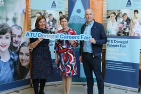 Ready for the career's fair (l-r): Catherine Lyster, careers officer, ATU Donegal, Dr Orla Flynn, president, Atlantic Technological University and Rory McMorrow, student services manager, ATU Donegal
