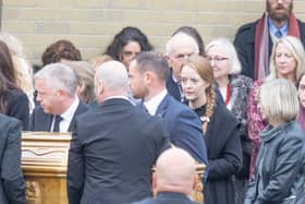 The coffin of Creeslough explosion victim James O’Flaherty being carried into St Mary’s Chapel in Derrybeg on Wednesday morning
