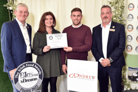 Niamh Dooley and Ruairi Dooley Company Biasol County Offaly, with on left Artie Clifford, Chairman, Blas na hÉireann / Irish Food Awards with David Chandler, Blenders, official sponsor