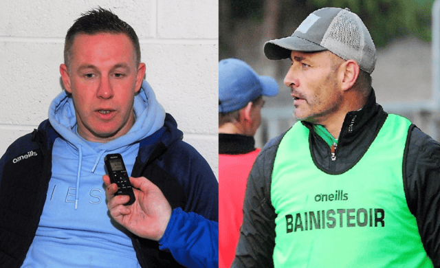 St Mary's manager Alan Flynn and Mohill manager Eamonn O'Hara Pictures: Willie Donnellan