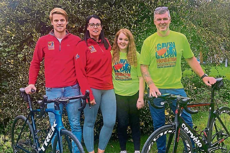 Ellie Cusack  pictured with mum Caroline, step-dad Tim and cousin Ross