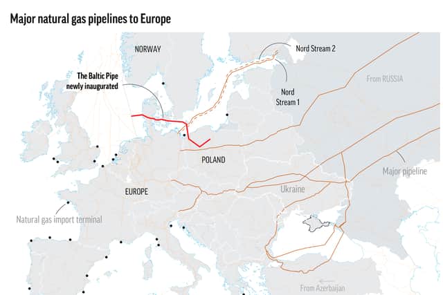 Sabotage is suspected to have caused the leaks, and seismologists said on Tuesday that explosions rattled the Baltic Sea before they were discovered.