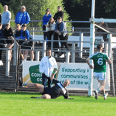 Mark McGrory turns after scoring a goal for Ballinamore against Mohill