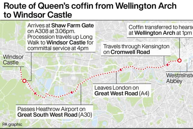 Rain unlikely to fall during Queen’s funeral as large crowds gather