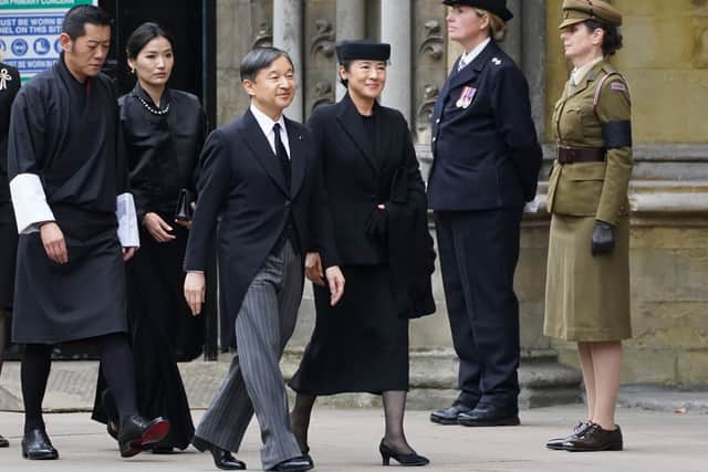 Face-to-face mingling continued afterwards at a reception for visiting world leaders at nearby Church House, hosted by Foreign Secretary James Cleverly.