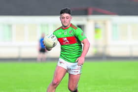 Colmcille attacker Eoghan Hawkins, who scored a couple of cracking points in the win over Carrickedmond in the SFC Round 4 clash on Saturday evening last Photo: Syl Healy