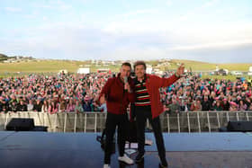Nathan Carter and Daniel O'Donnell on stage
