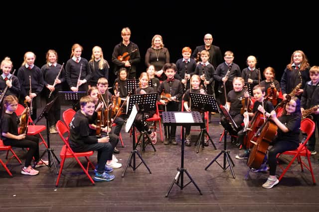 Music Generation Laois provide group lessons in brass, bodhrán, handpan, harp, uilleann pipes, tin whistle, concertina, traditional flute, keyboard, acoustic guitar, electric guitar, bass guitar, ukulele, drum kit, double bass and The Music Box - a performance music programme for children and young people with special needs. MORE BELOW PICTURE.