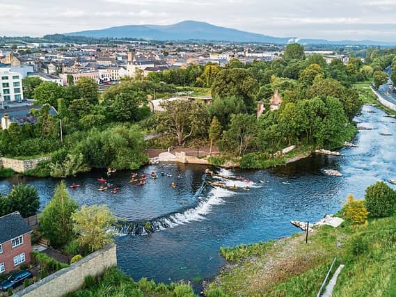 An aerial view of Clonmel's 'green lung,' Suir Island