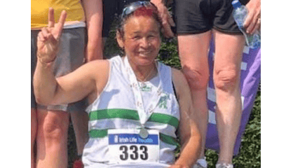 Hazel Galloway won gold in the 100 and 200 metres races