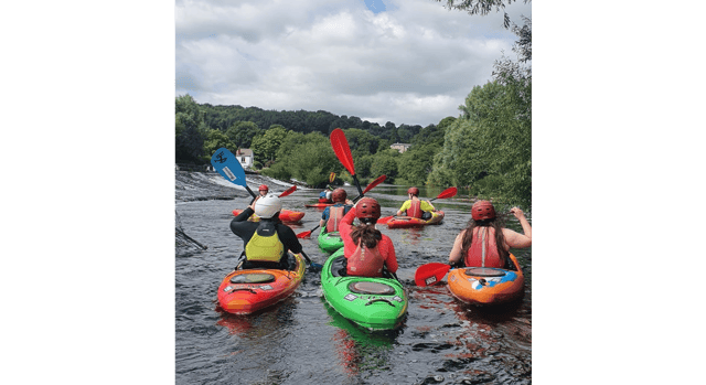Youth club members kayaking in Graignamanagh