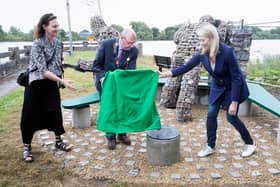Mayor Francis Foley officially unveiled the memorial bench with Yvonne and Sarah Finucane  | PICTURES: Liam Burke