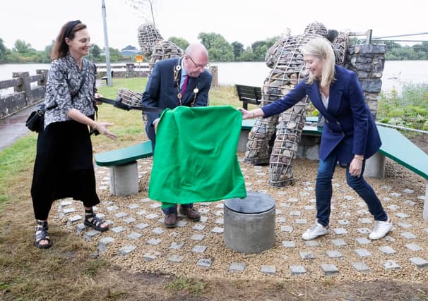 Mayor Francis Foley officially unveiled the memorial bench with Yvonne and Sarah Finucane | PICTURES: Liam Burke