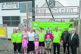 Charlie Magill (third from right) pictured outside JK Brackens GAA grounds