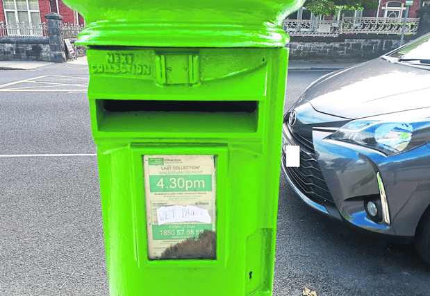 A freshly painted letterbox opposite the Model School