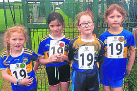 Girls U8 80m, L/R: Poppy Shanahan, Moycarkey  Mairead Ni Bioragra, Newport Fiadh Maher and Laoise. Prior both from Boherlahan, all competed at the Regional Finals in Ennis