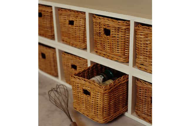 “Adding under-cupboard storage baskets, or creating a hanging pot stand or utensil holder can update your kitchen and doesn’t cost the earth.”