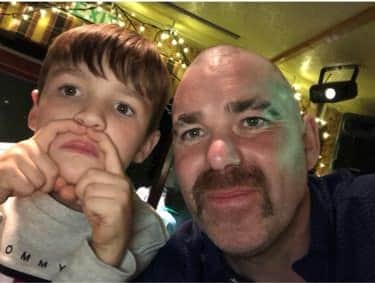 Aidan with his son Killian after the event