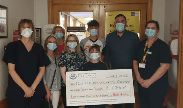 Christine Maher, Clinical Manager; Lynn Kerr; Gráinne Milne, Director Midwifery; Karen Dunne, Clerical Officer; Oisín Kerr; Killian Kerr; Aidan “Boots” Kerr; Caroline McCaul, Clinical Manager at NICU;