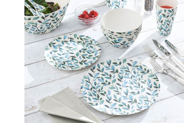 2. ProCook Melamine Leaf Design Dinner Set, 12 Piece – 4 settings, £29.99, ProCook