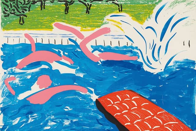 These include 1984 painting Tyler Dining Room, Celia In A Wicker Chair from 1974, and arguably Hockney’s most sought-after 1979 edition, Afternoon Swimming, which highlights the artist’s skill with lithography.